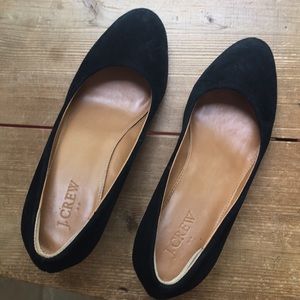 J crew black suede wedge heel